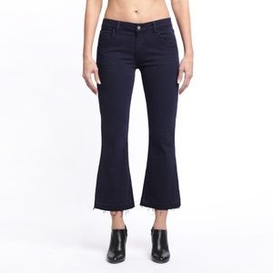 Sagjol navy blue crop flare with frayed edge